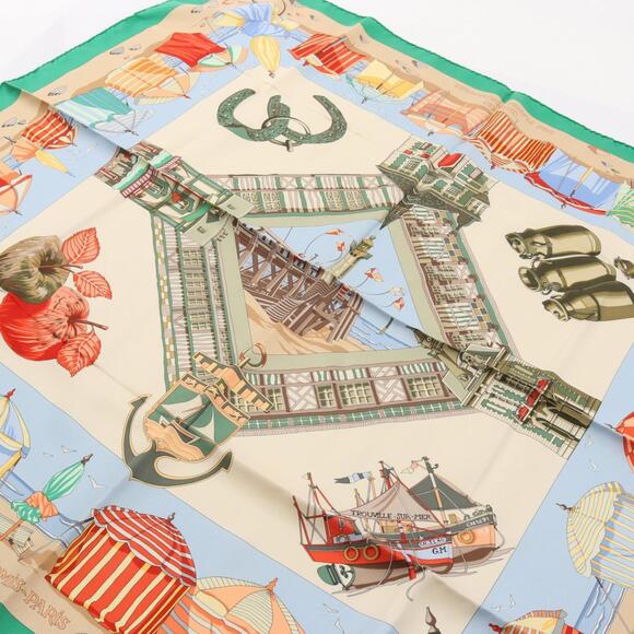 HERMES Cream Silk Scarf - Picture 5 of 5